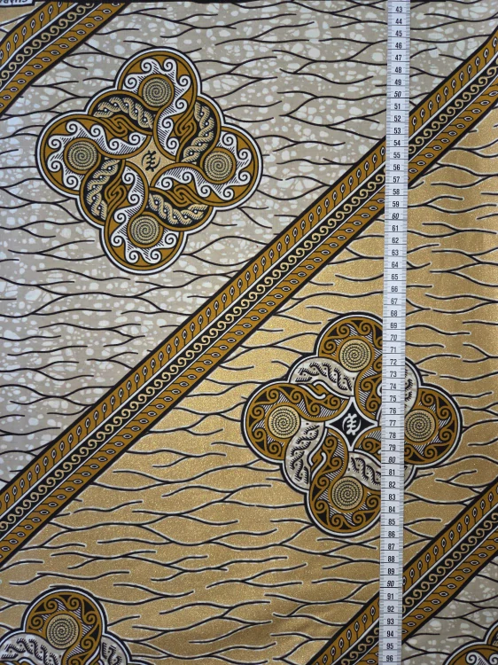 Africká Bavlněná Látka Premium - Zlatavá - J085