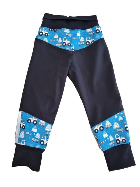 Rostoucí softshellové kalhoty, letní, motiv Bagr, vel 92