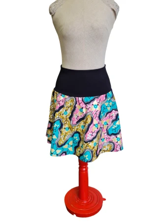 Půlkolová sukně Simba - krátká, zlatavá, vel 38-46, elastický pas