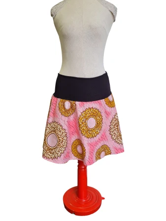 Půlkolová sukně Aisha - krátká, zlatavá, vel 38-46, elastický pas