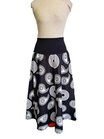 Půlkolová sukně Idris - dlouhá, vel 38-46, elastický pas