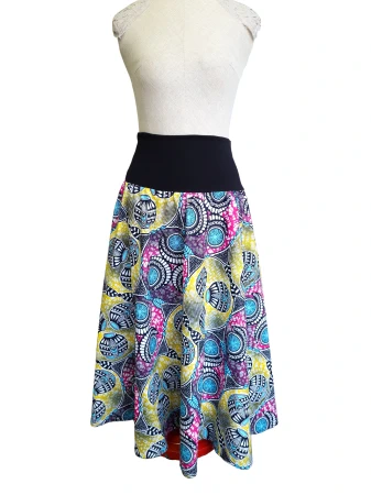 Půlkolová sukně Rashid - dlouhá, vel 38-46, elastický pas