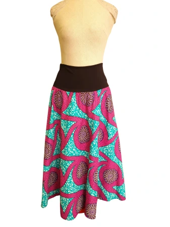 Půlkolová sukně Laila - dlouhá, vel 38-46, elastický pas